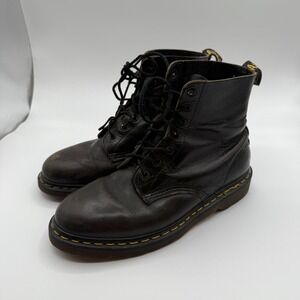 Dr. Martens Worn Brown Leather Combat Boots Lace Up Womens 10 Mens 9 Airwair